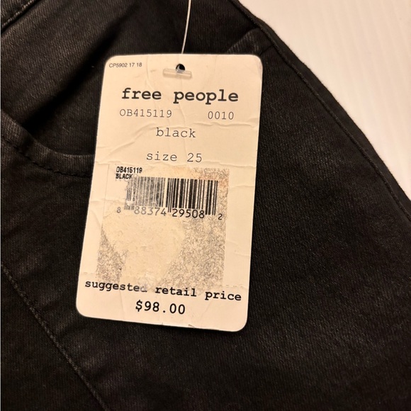 Free People NWT Black Coated Skinny Jeans Size 25 | Indie Sleaze Moto Style - Picture 4 of 7